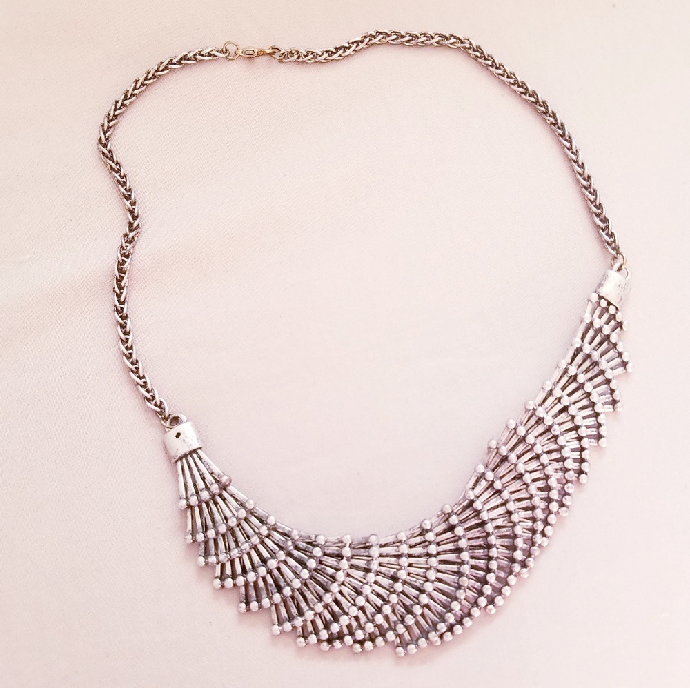 Lucky Brand Silver Chainmail Statement Necklace
